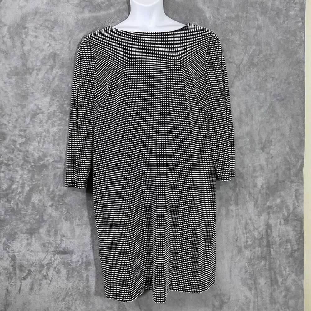 Chicos Jacquard shift Dress Women's Size 3.5 US 18 black/white lined